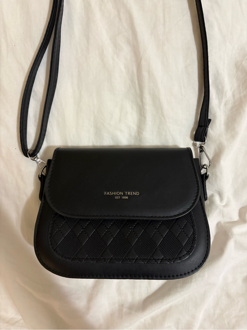 Black Quilted Flap Crossbody Bag